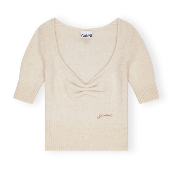 Ganni Other - Ganni Women’s White Brushed Alpaca Top S – Soft, Cozy, Elbow Sleeve, NWT